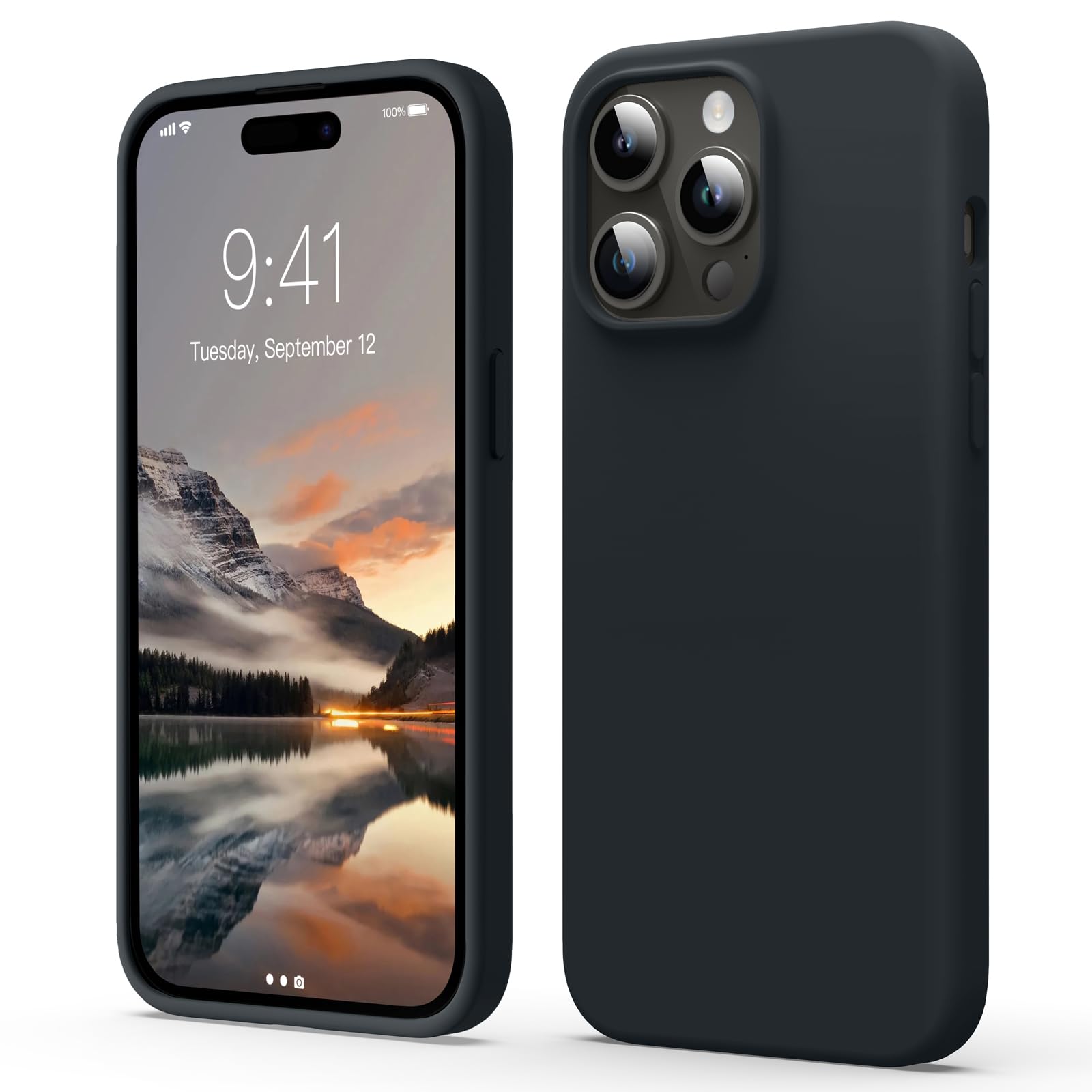 Flyzoo Liquid Silicone Case for iPhone 15 Pro Max 6.7", [Scratch-Resistant, Anti-Fingerprint, Shockproof] Ultra Slim Protective Phone Case, 4-Layer Cover with Microfiber Lining, Silky-Soft Touch,Black