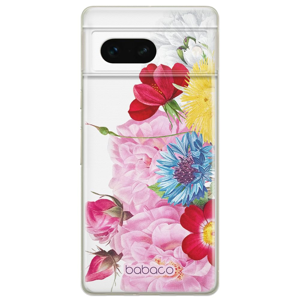Babaco ERT GROUP mobile phone case for Google PIXEL 7 original and officially Licensed pattern Flowers 056 optimally adapted to the shape of the mobile phone, case made of TPU