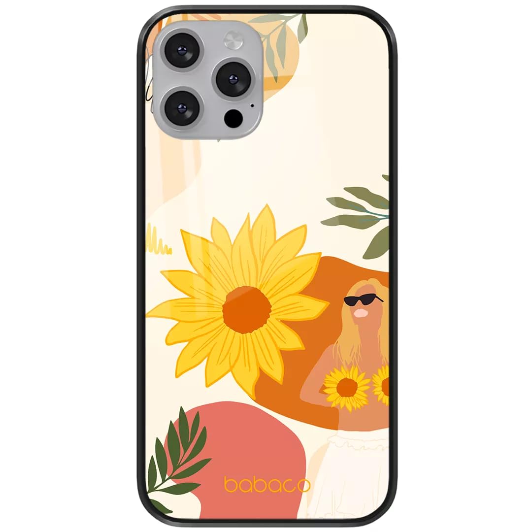 Babaco ERT GROUP mobile phone case for Apple Iphone 13 MINI original and officially Licensed pattern Flowers 015 made of hardened glass, optimally adapted to the mobile phone, protective cover