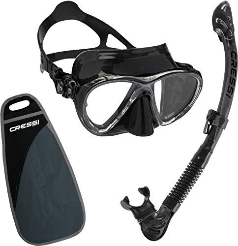 Cressi Big Eyes Evolution Mask and Alpha Ultra Dry Snorkel Combo (Black/Black)