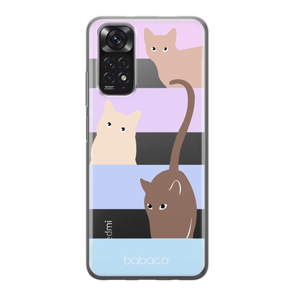 Babaco ERT GROUP mobile phone case for Xiaomi REDMI NOTE 11S 4G / REDMI NOTE 11 4G original and officially Licensed pattern Cats 014 adapted to the shape of the mobile phone, partially transparent
