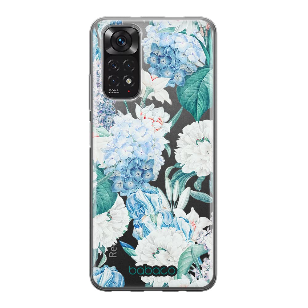 Babaco ERT GROUP mobile phone case for Xiaomi REDMI NOTE 11S 4G / REDMI NOTE 11 4G original and officially Licensed pattern Flowers 028 adapted to the shape of the mobile phone, partially transparent