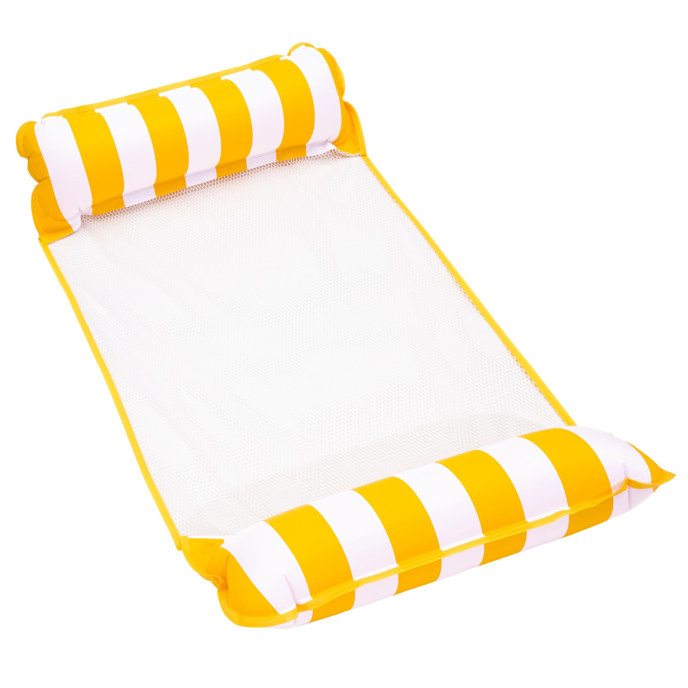 Aqua Original 4-in-1 Monterey Hammock Pool Float & Water Hammock – Multi-Purpose, Inflatable Pool Floats for Adults – Patented Thick, Non-Stick PVC Material – Golden Sunshine