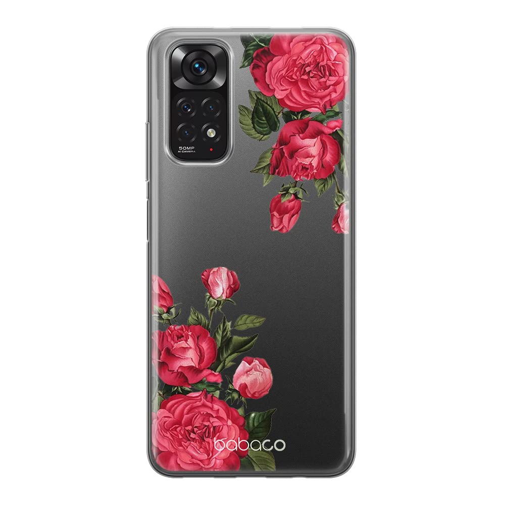 Babaco ERT GROUP mobile phone case for Xiaomi REDMI NOTE 11S 4G / REDMI NOTE 11 4G original and officially Licensed pattern Flowers 007 adapted to the shape of the mobile phone, partially transparent