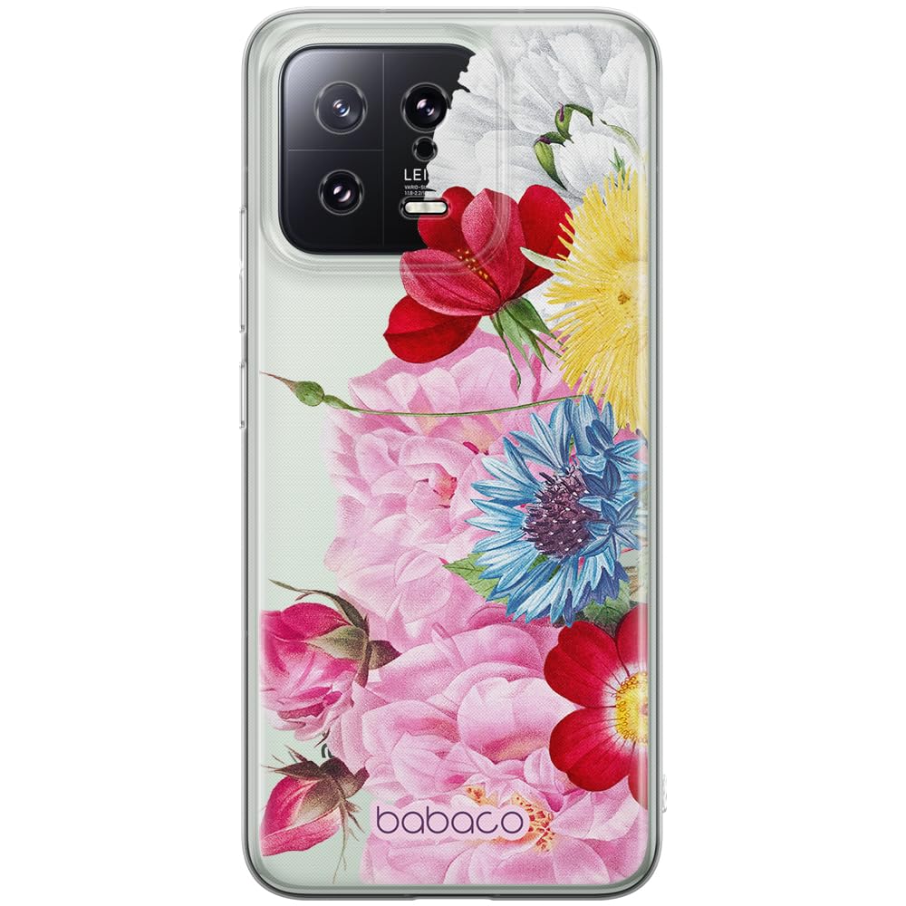 Babaco ERT GROUP mobile phone case for Xiaomi 13 original and officially Licensed pattern Flowers 056 optimally adapted to the shape of the mobile phone, partially transparent