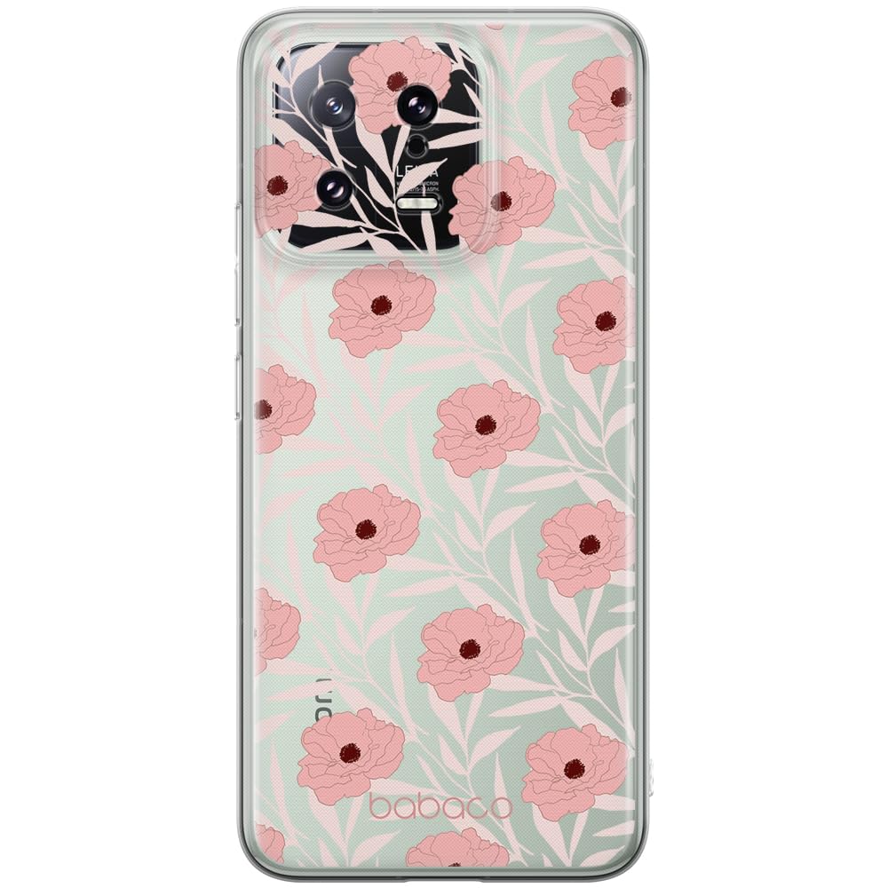 Babaco ERT GROUP mobile phone case for Xiaomi 13 original and officially Licensed pattern Flowers 017 optimally adapted to the shape of the mobile phone, partially transparent