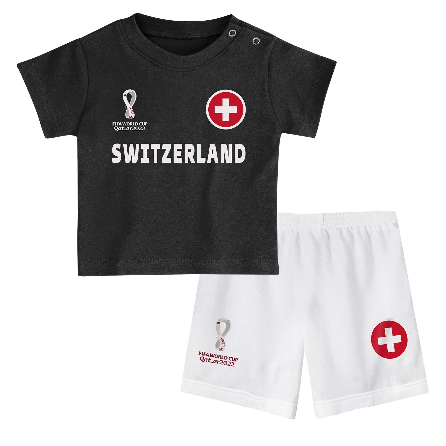 Switzerland, Official Fifa 2022 Tee & Short Set Away Country Tee & Shorts Set, Unisex Kids Small, Age 2