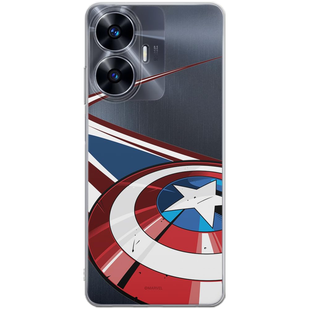 ERT GROUP mobile phone case for Realme C55 original and officially Licensed Marvel pattern Capitan America 008 optimally adapted to the shape of the mobile phone, partially transparent