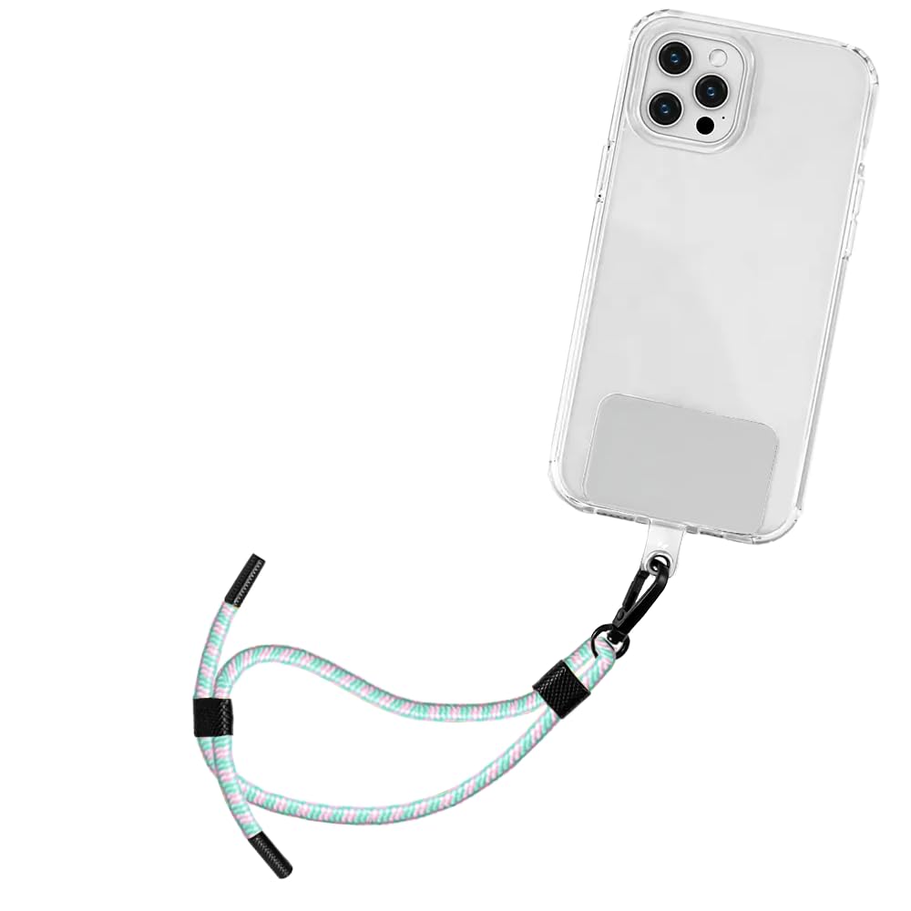 Jumble & Co Sling & Grip Phone Strap - Polyester & Metal - Pink/Teal