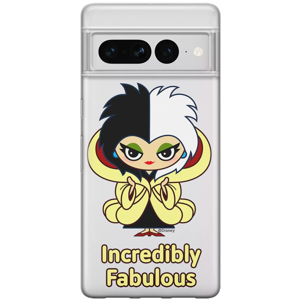 ERT GROUP mobile phone case for Google PIXEL 7 PRO original and officially Licensed Disney pattern Cruella 006 optimally adapted to the shape of the mobile phone, partially transparent