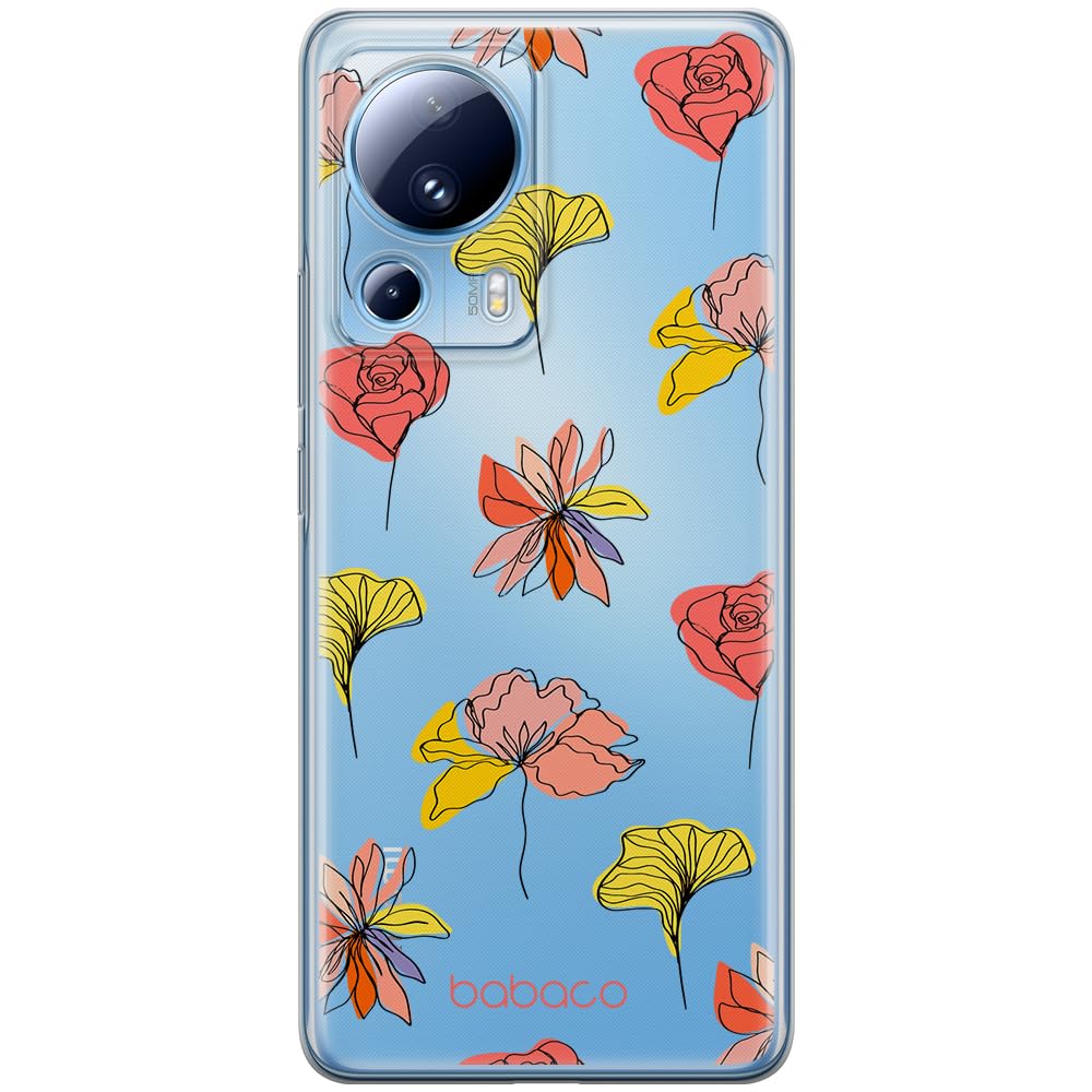 Babaco ERT GROUP mobile phone case for Xiaomi 13 LITE/CIVI 2 original and officially Licensed pattern Flowers 012 optimally adapted to the shape of the mobile phone, partially transparent