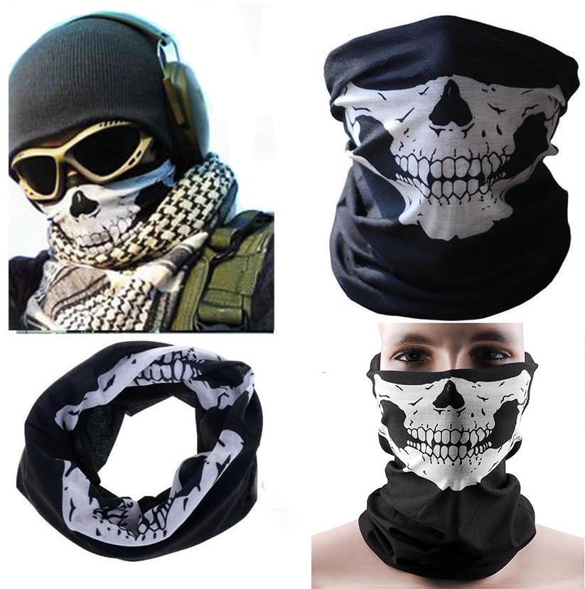 SKULL Feature Motorbike Face Mask Black