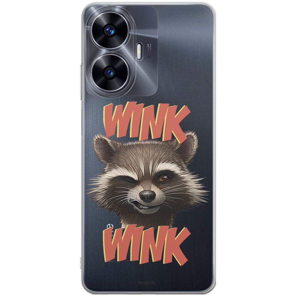 ERT GROUP mobile phone case for Realme C55 original and officially Licensed Marvel pattern Rocket 003 optimally adapted to the shape of the mobile phone, partially transparent