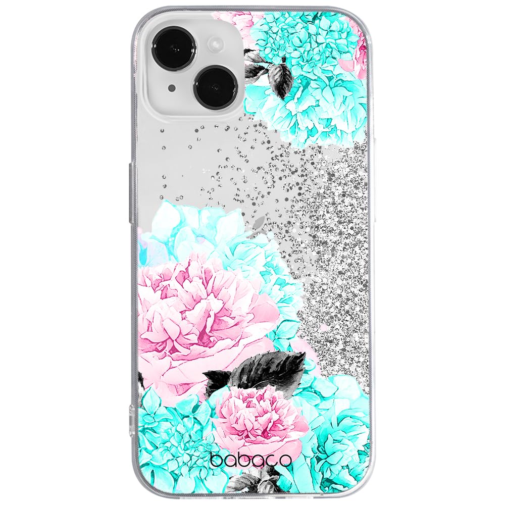Babaco ERT GROUP mobile phone case for Apple Iphone 14 PLUS original and officially Licensed pattern Flowers 002 optimally adapted to the mobile phone, with glitter overflow effect