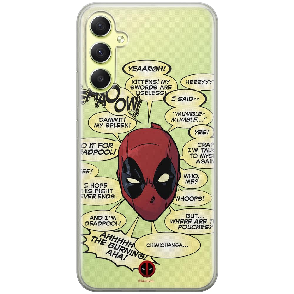 ERT GROUP mobile phone case for Samsung A34 5G original and officially Licensed Marvel pattern Deadpool 008 optimally adapted to the shape of the mobile phone, partially transparent