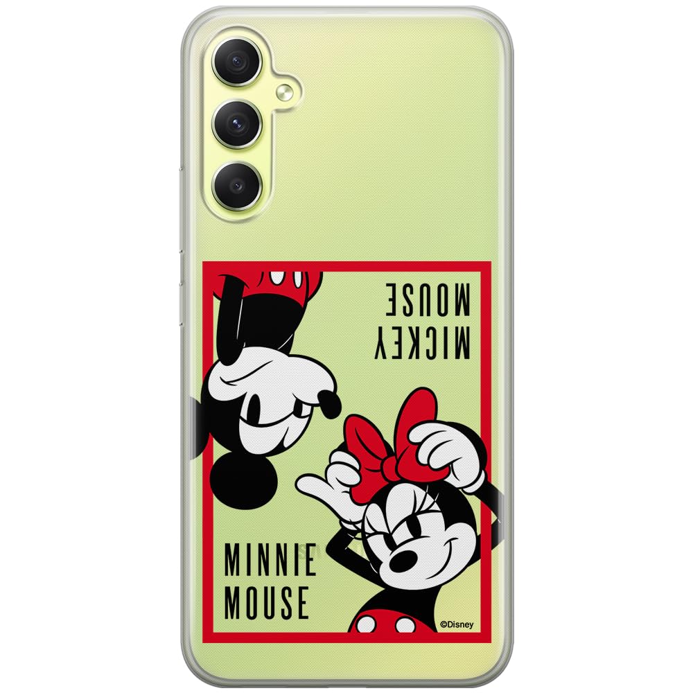ERT GROUP mobile phone case for Samsung A34 5G original and officially Licensed Disney pattern Mickey & Minnie 019 optimally adapted to the shape of the mobile phone, partially transparent