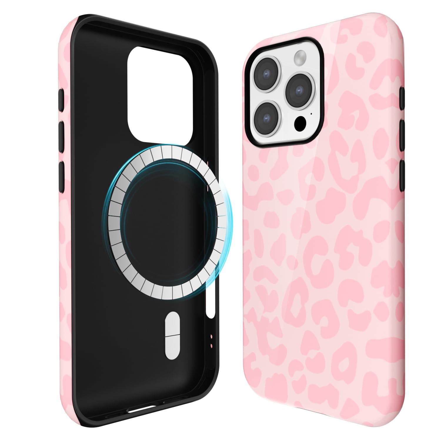 Svanove for iPhone 16 Pro Max Case Cheetah Print, Compatible with Magsafe Magnetic Leopard Phone Case, Girly Cute Trendy Retro Animal Print Aesthetic Design Hard Shell Case for Women, Pink