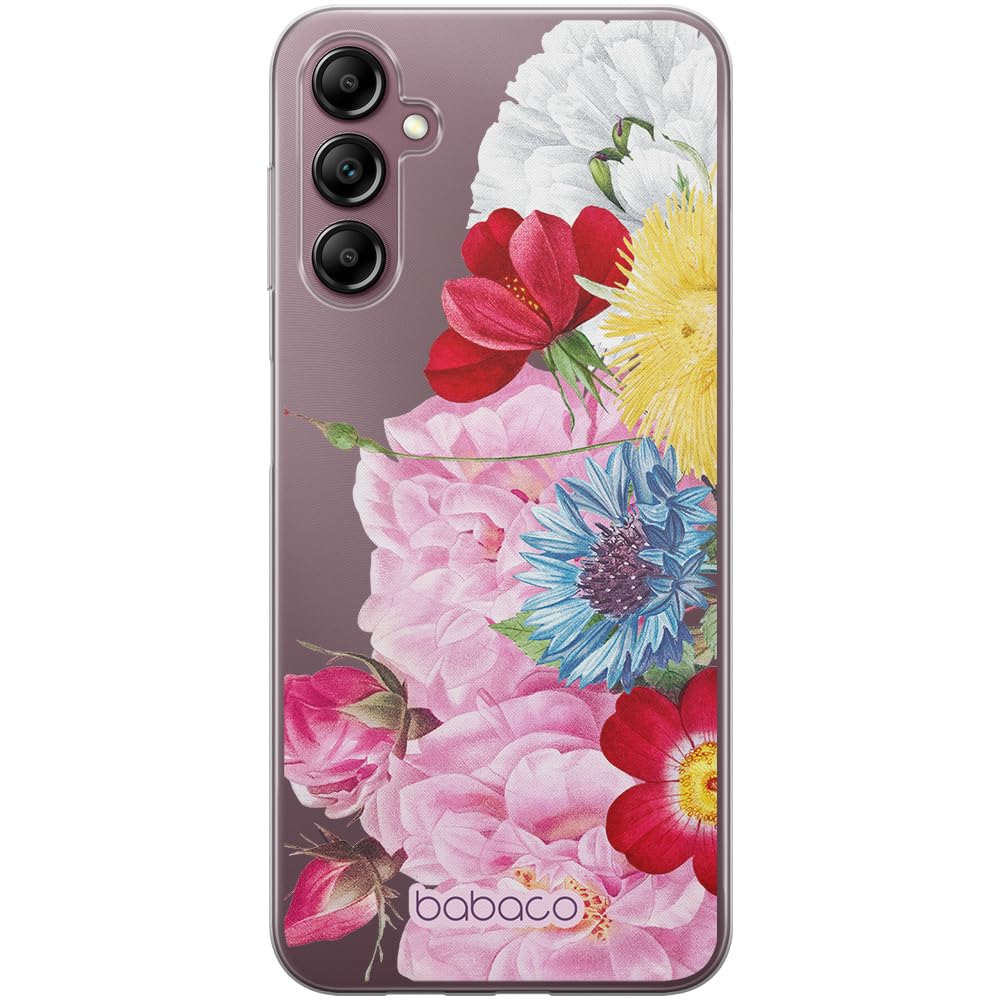 Babaco ERT GROUP mobile phone case for Samsung A14 4G/5G original and officially Licensed pattern Flowers 056 optimally adapted to the shape of the mobile phone, partially transparent