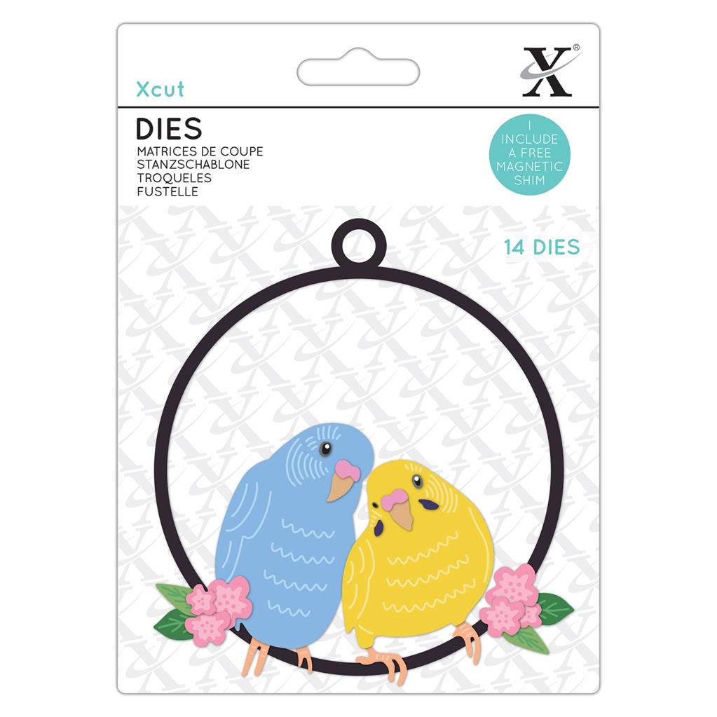 Xcut Dies, The Budgie Bunch, 14 Pieces, Carbon Steel, Art & Craft, Cutting Tool Supplies, For Beautiful Decoration, Card Making, Gift Tag Wrapping, Scrapbooking, Invitation Making, Crafters Companion
