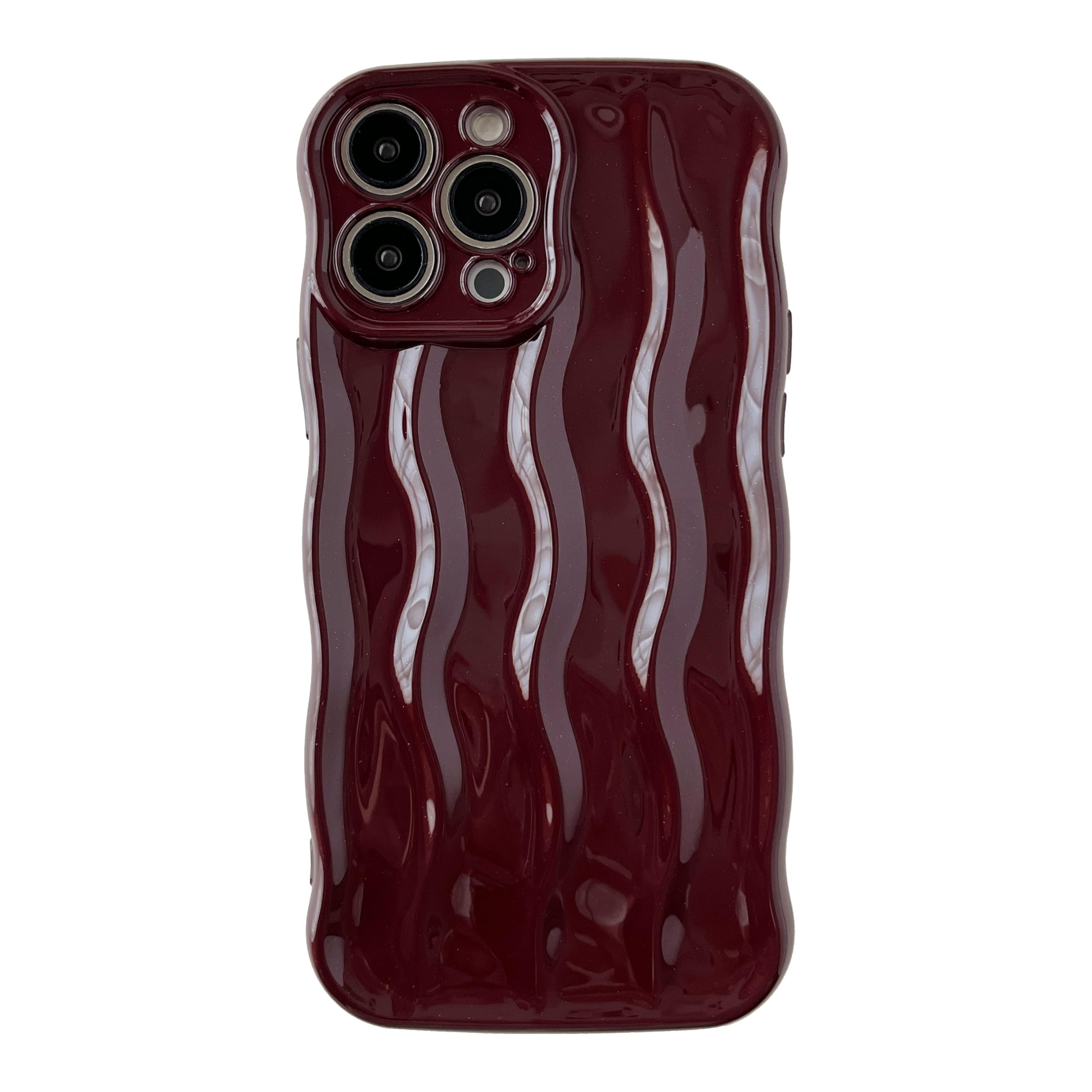 Caseative Water Ripple Pattern Curly Wave Frame Soft Compatible with iPhone Case (Red,iPhone 13 Pro Max)