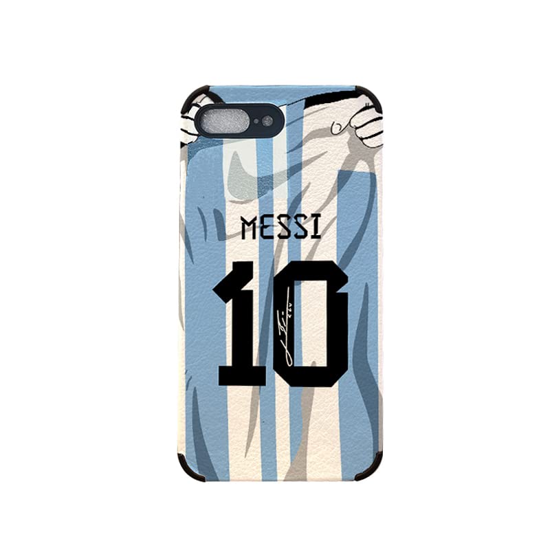 Slrioks Messi Jersey Phone Case Soccer Case for iPhone 14 13 12 11 Pro Max Plus Mini Xr Xs X 7 8 6 Thin Leather Silicone Shockproof