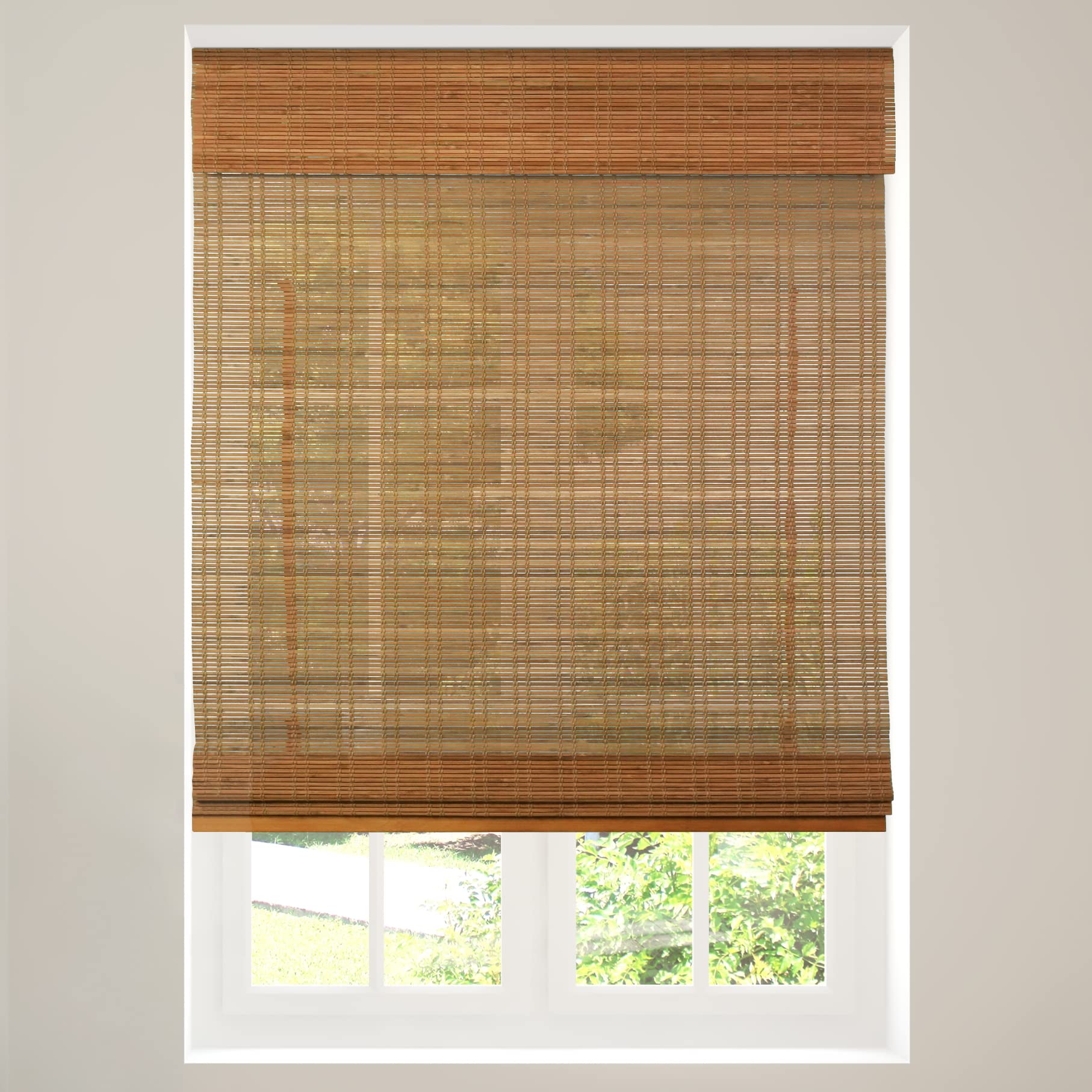 Calyx Interiors Cordless Bamboo Roman Shade-Blind, Light Filtering, 22.5" W x 48" H, Ceylon Light Russet