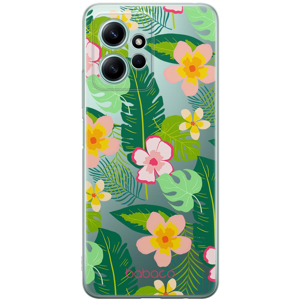 Babaco ERT GROUP mobile phone case for Xiaomi REDMI NOTE 12 4G original and officially Licensed pattern Flowers 019 optimally adapted to the shape of the mobile phone, partially transparent