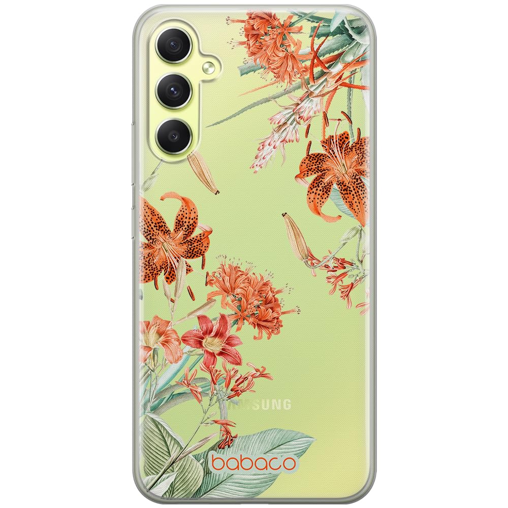 Babaco ERT GROUP mobile phone case for Samsung A34 5G original and officially Licensed pattern Flowers 057 optimally adapted to the shape of the mobile phone, partially transparent