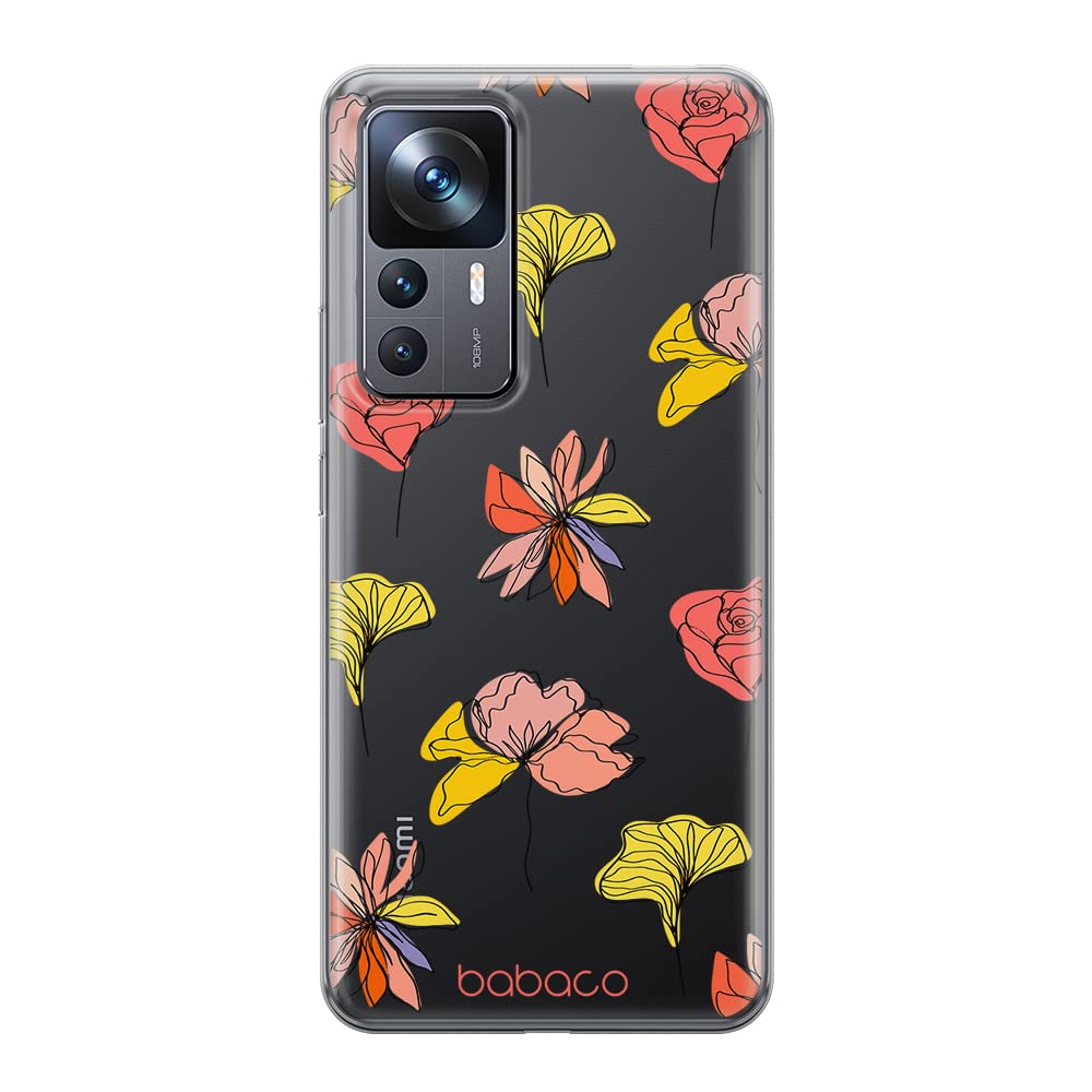 Babaco ERT GROUP mobile phone case for Xiaomi 12T/12T pro/K50 Ultra original and officially Licensed pattern Flowers 012 optimally adapted to the shape of the mobile phone, partially transparent