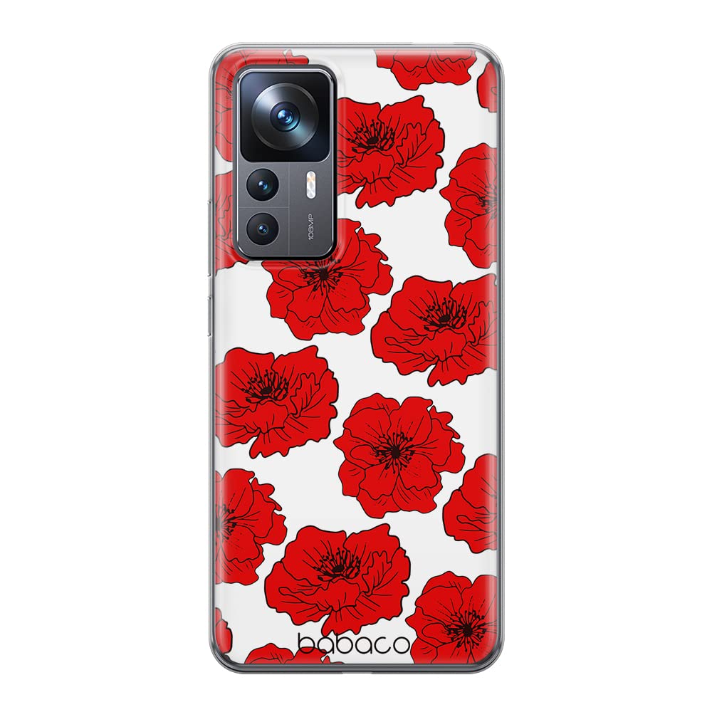Babaco ERT GROUP mobile phone case for Xiaomi 12T/12T pro/K50 Ultra original and officially Licensed pattern Flowers 018 optimally adapted to the shape of the mobile phone, case made of TPU