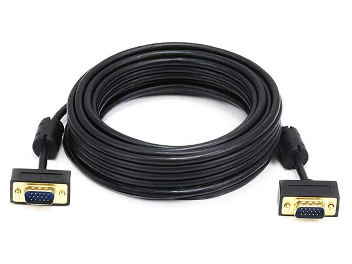 Monoprice 25ft Ultra Slim SVGA Super VGA 30/32AWG M/M Monitor Cable w/ferrites (Gold Plated Connector)