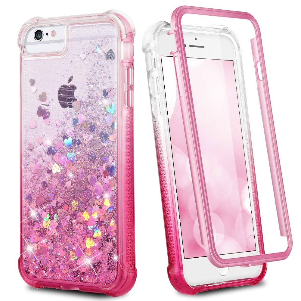 Ruky for iPhone 6 6s 7 8 Case, iPhone SE 2022 Case, Glitter Full Body Rugged with Built-in Screen Protector Shockproof Protective Girls Women Case for iPhone 6/6s/7/8/SE 2020 & SE 2022 (Gradient Pink)