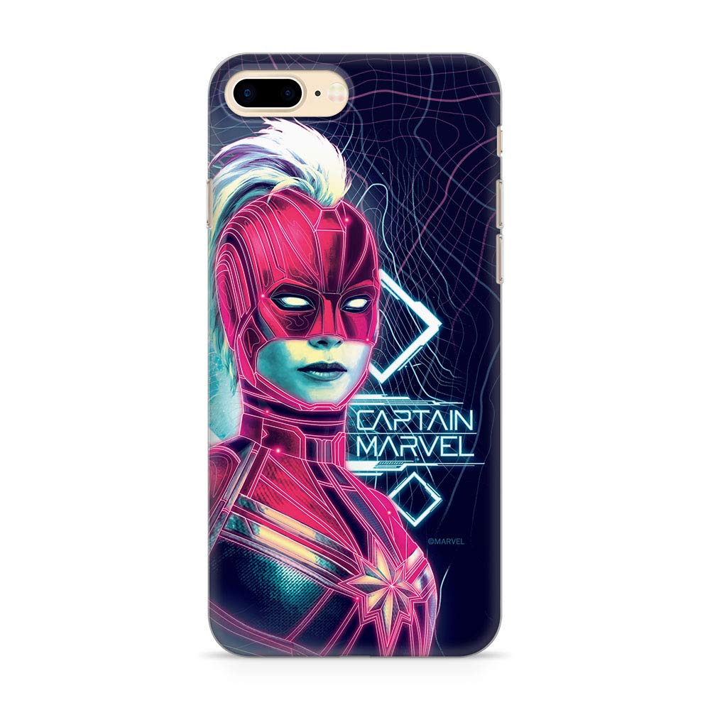 ERT GROUP Original Marvel Captain Marvel TPU Case for iPhone 7 PLUS, iPhone 8 PLUS, Liquid Silicone Cover, Flexible and Slim, Protective for Screen, Shockproof and Anti-Scratch Phone Case Navy blue
