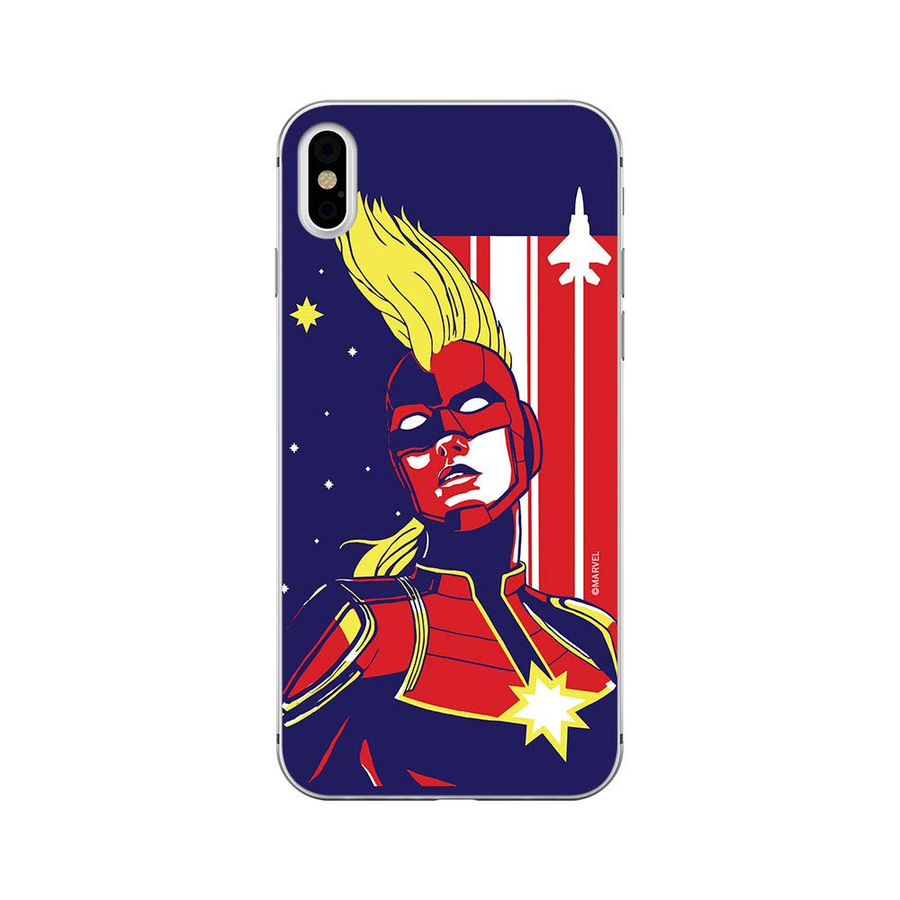 ERT GROUP Original Marvel Captain Marvel TPU Case for iPhone XS MAX, Liquid Silicone Cover, Flexible and Slim, Protective for Screen, Shockproof and Anti-Scratch Phone Case Navy blue