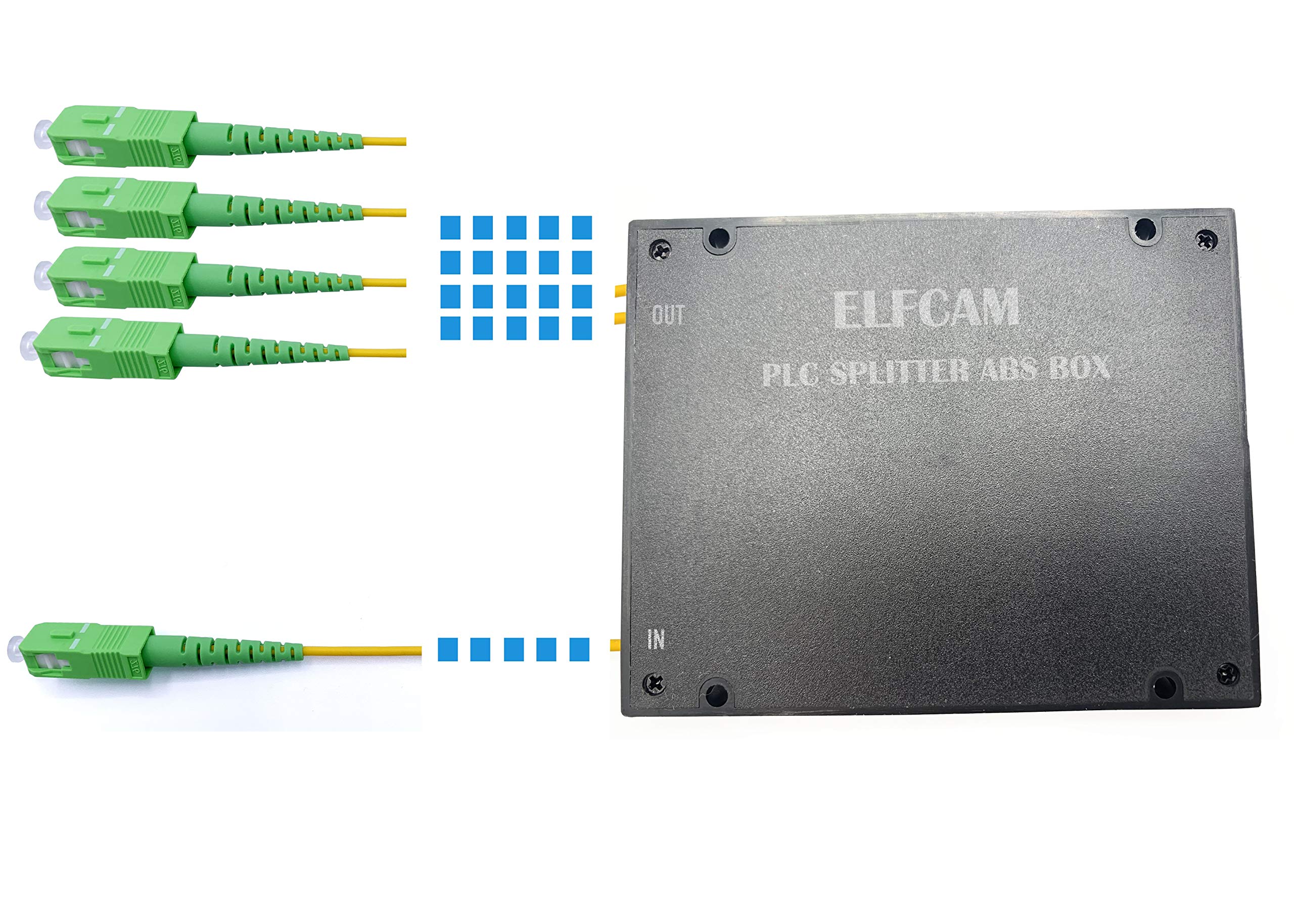 Elfcam Fiber Optic PLC Splitter SC/APC Singlemode 2mm with ABS Box (1X4)