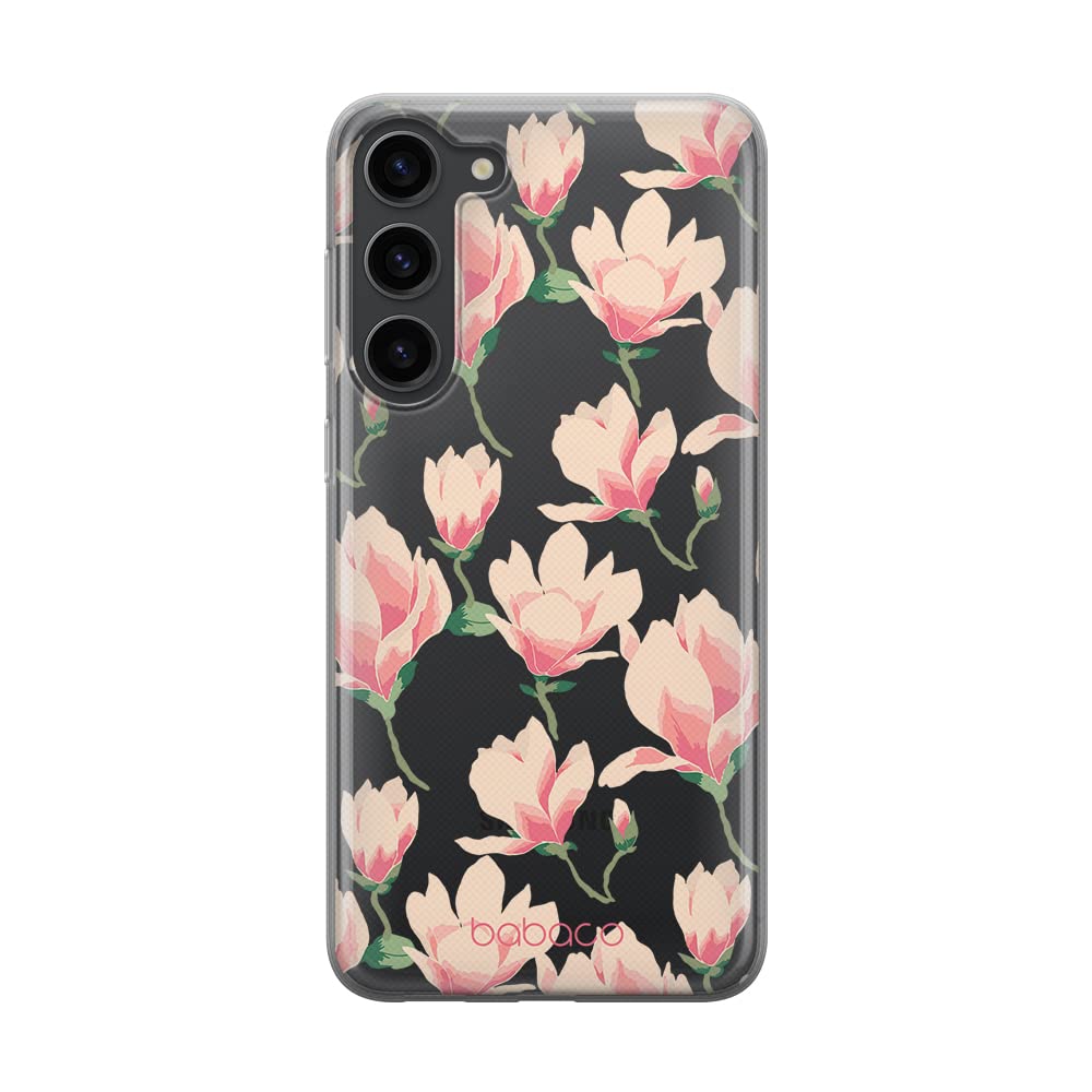 Babaco ERT GROUP mobile phone case for Samsung S23 original and officially Licensed pattern Flowers 016 optimally adapted to the shape of the mobile phone, partially transparent