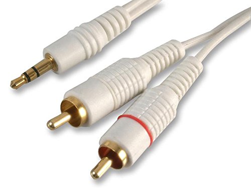 Pro Signal 3.5mm Stereo Jack to 2x RCA Phono Audio Cable, 3m White – Gold-Plated Connectors for Hi-Fi & Speaker Systems – PSG02891