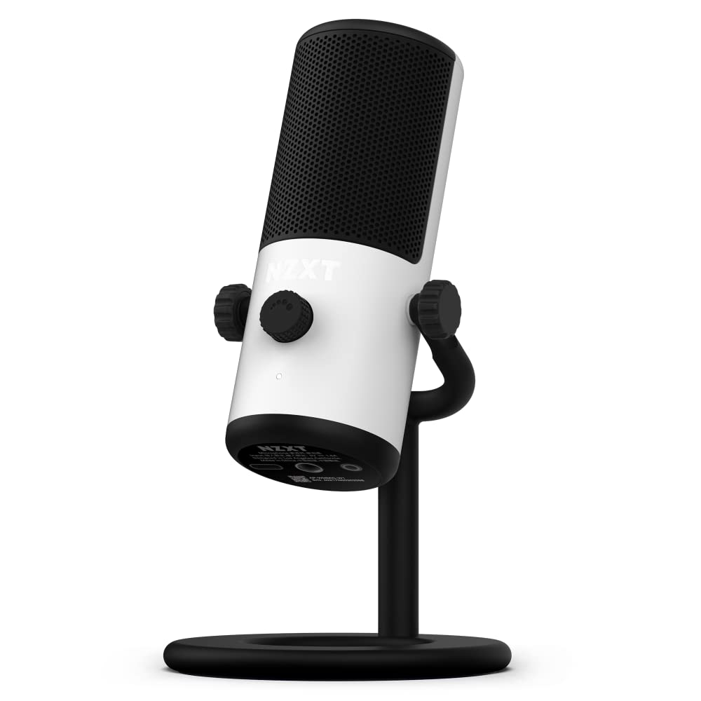 NZXT Capsule Mini - AP-WMMIC-W1 - USB Microphone – High Resolution – Cardioid Polar Pattern – Ideal for Streaming, Content Creation & Podcasting – Built-in Pop Filter – Adjustable Stand – White