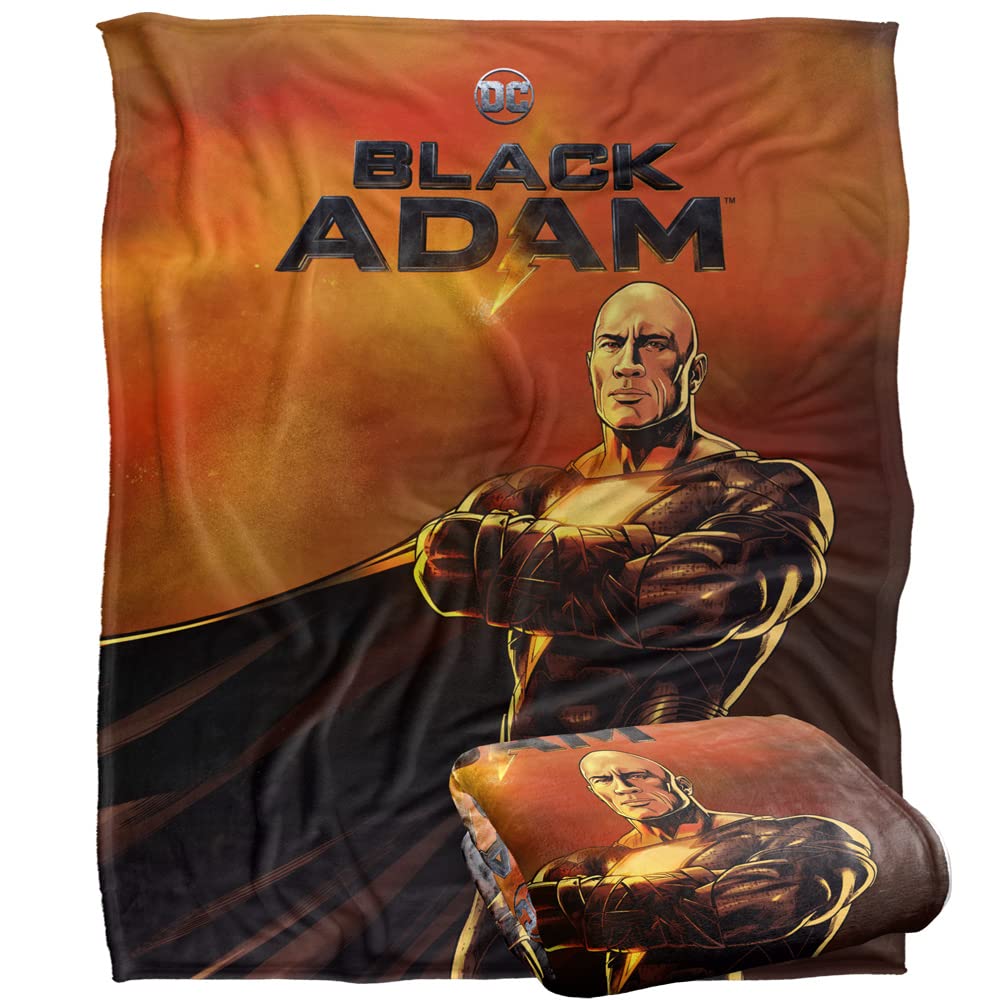 BLACK ADAM Blanket, 152 x 127 cm Logo and Character Silky Touch Super Soft Throw Blanket