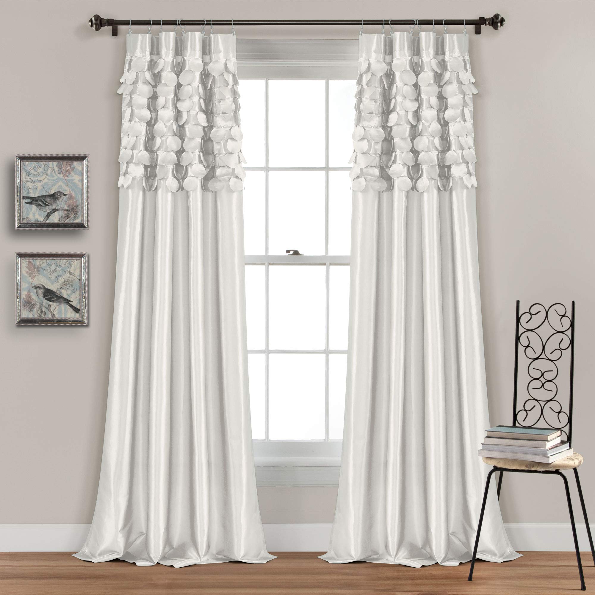 Lush Decor Window Curtain Panels, Polyester, White, 54" W x 84" L (Pack of 1)