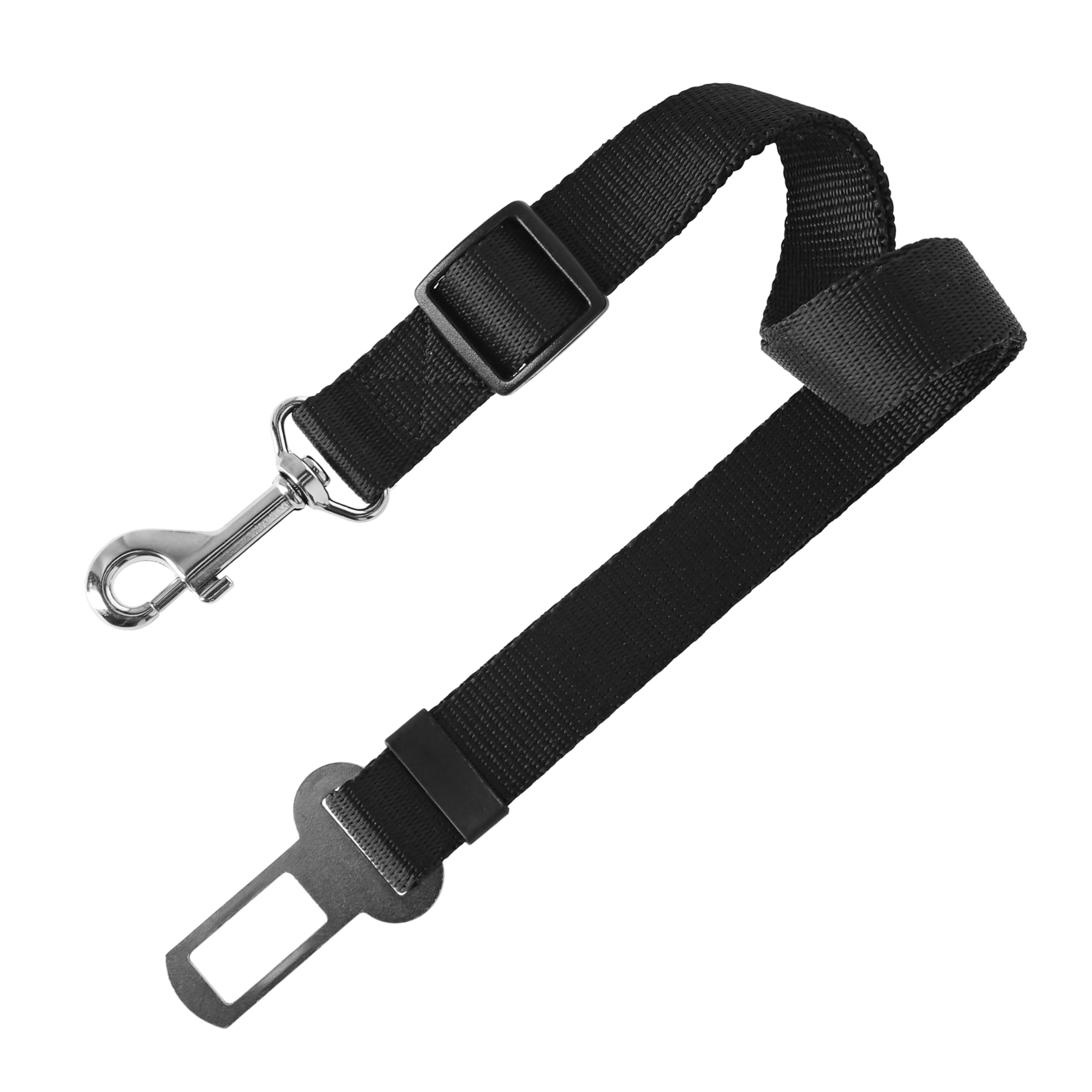 Dingo Waldemar Rutkowski Durable Dog Car Seat Belt for Harness Attachment with Swivel Clip and Chrome Buckle, Handmade and Reliable, Size M, Black (16763)