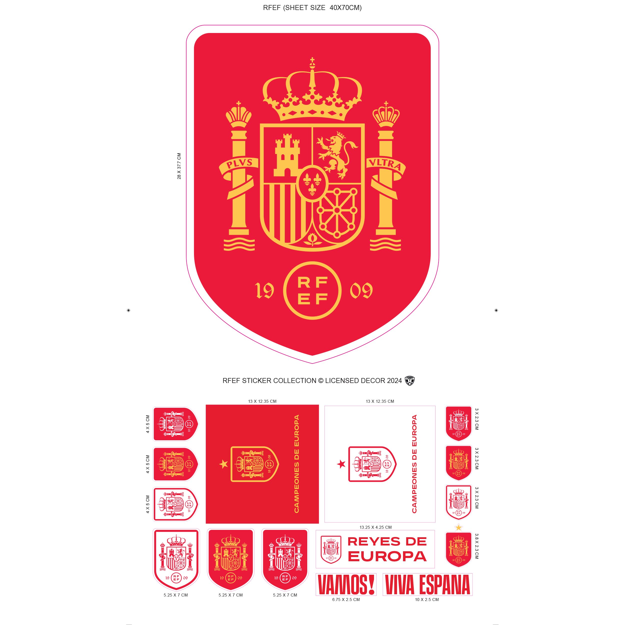 Licensed Decor RFEF Vinyl Wall Sticker - Club Crest Sticker Pack - 120x100cm