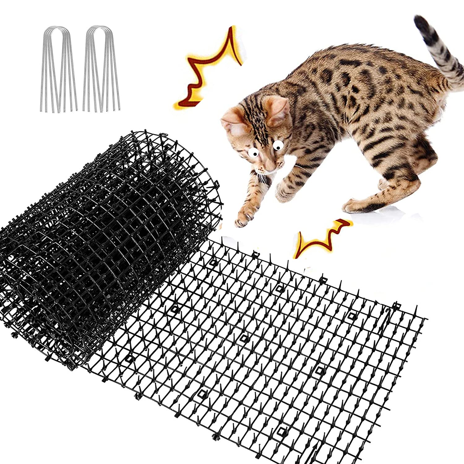 Cat Scat Mats with Deterrent Spikes 200CM*28CM Dig Stopper Anti Cat Dog Deterrent Fox for Home Outdoor Garden Balcony