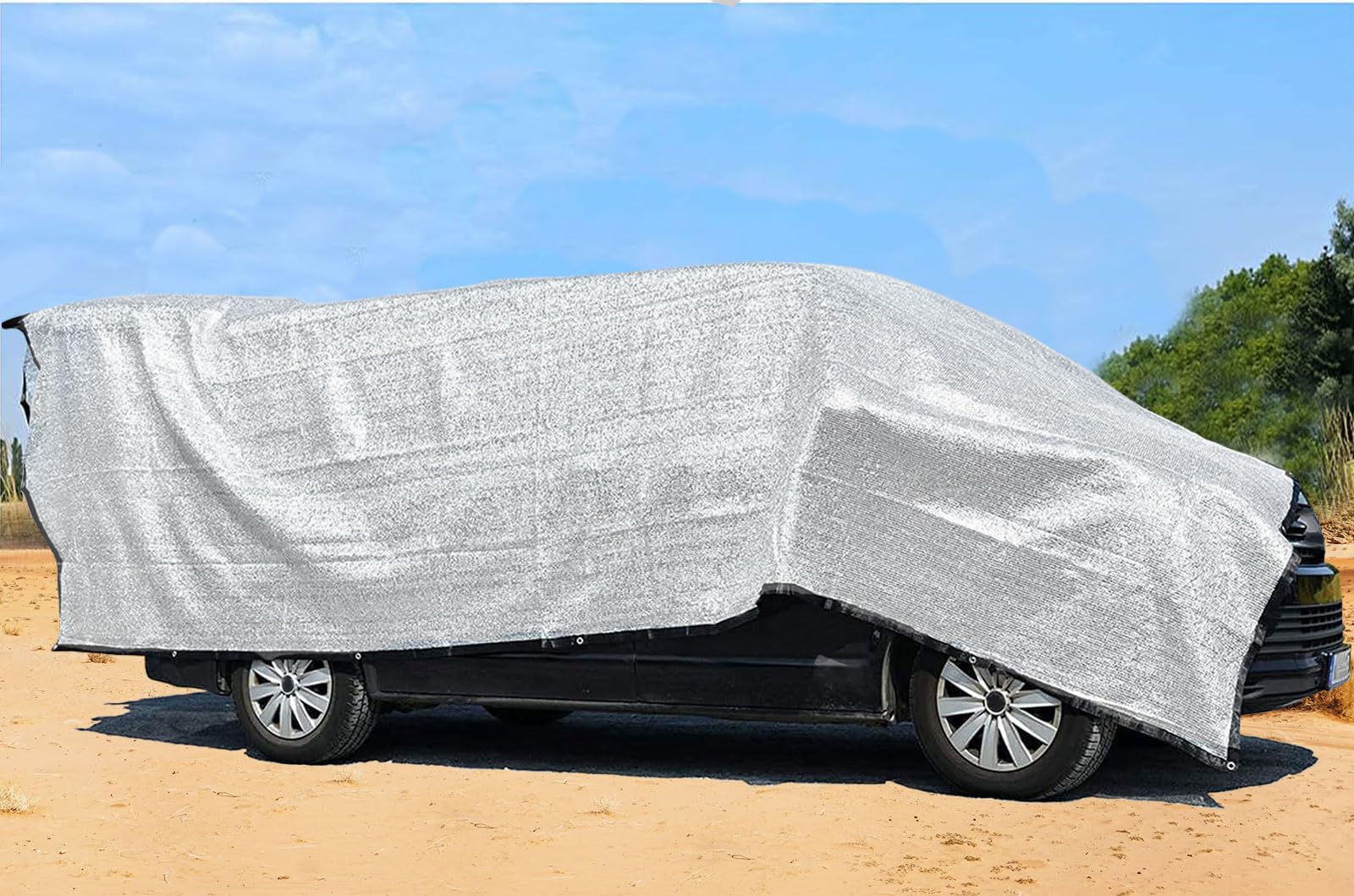 BXAEYIPOR Aluminum-Shade Cloth 10x20',Reflective 80% Aluminum Shade Cloth-for Car Garden,Outdoor Pergola,Lawn.Aluminum Shade Cloth with Edges and Holes,Silver Heat Reflective Tarp