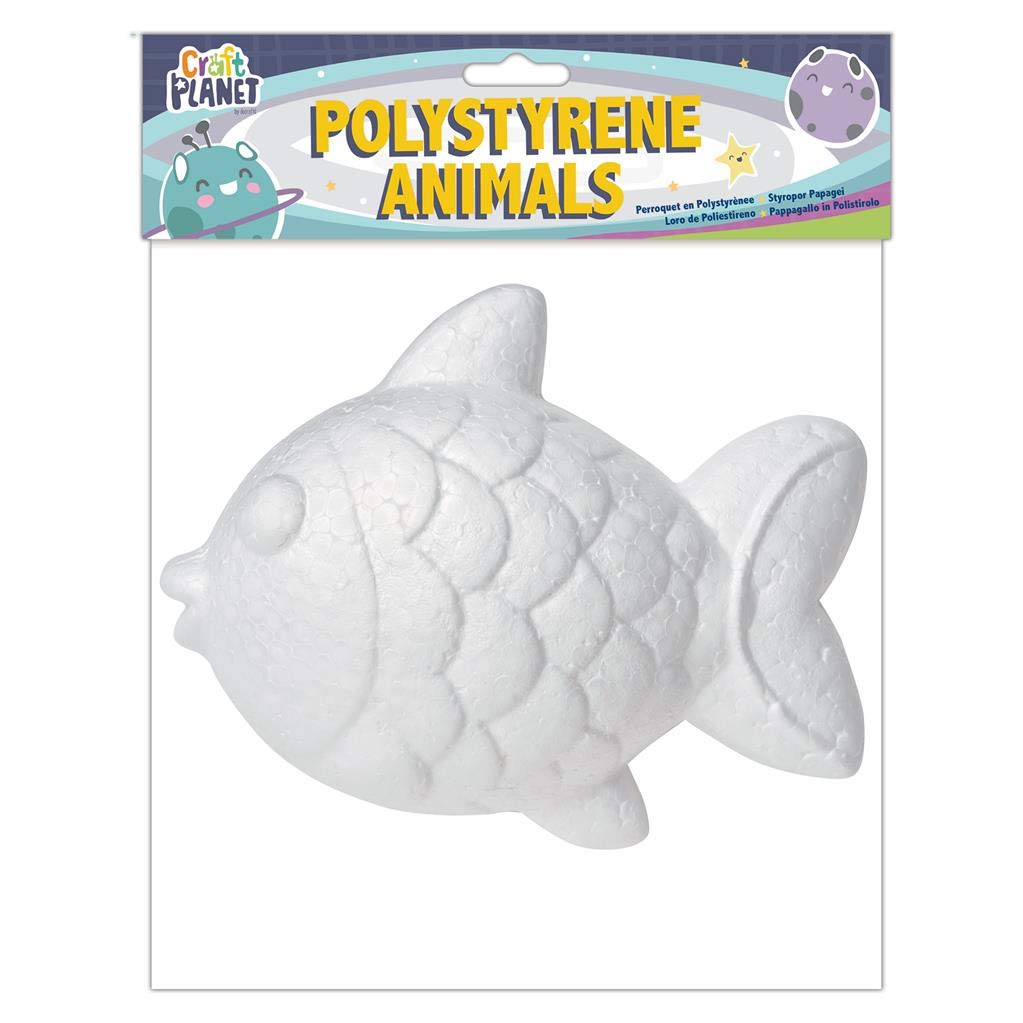 Craft Planet Polystyrene Goldfish, White, Shapes for Arts and Crafts, Basic Polystyrene Shapes, Perfect Base, Decoupage, Easter Painting, Bauble-Making, Art Set Craft Kit Supplies