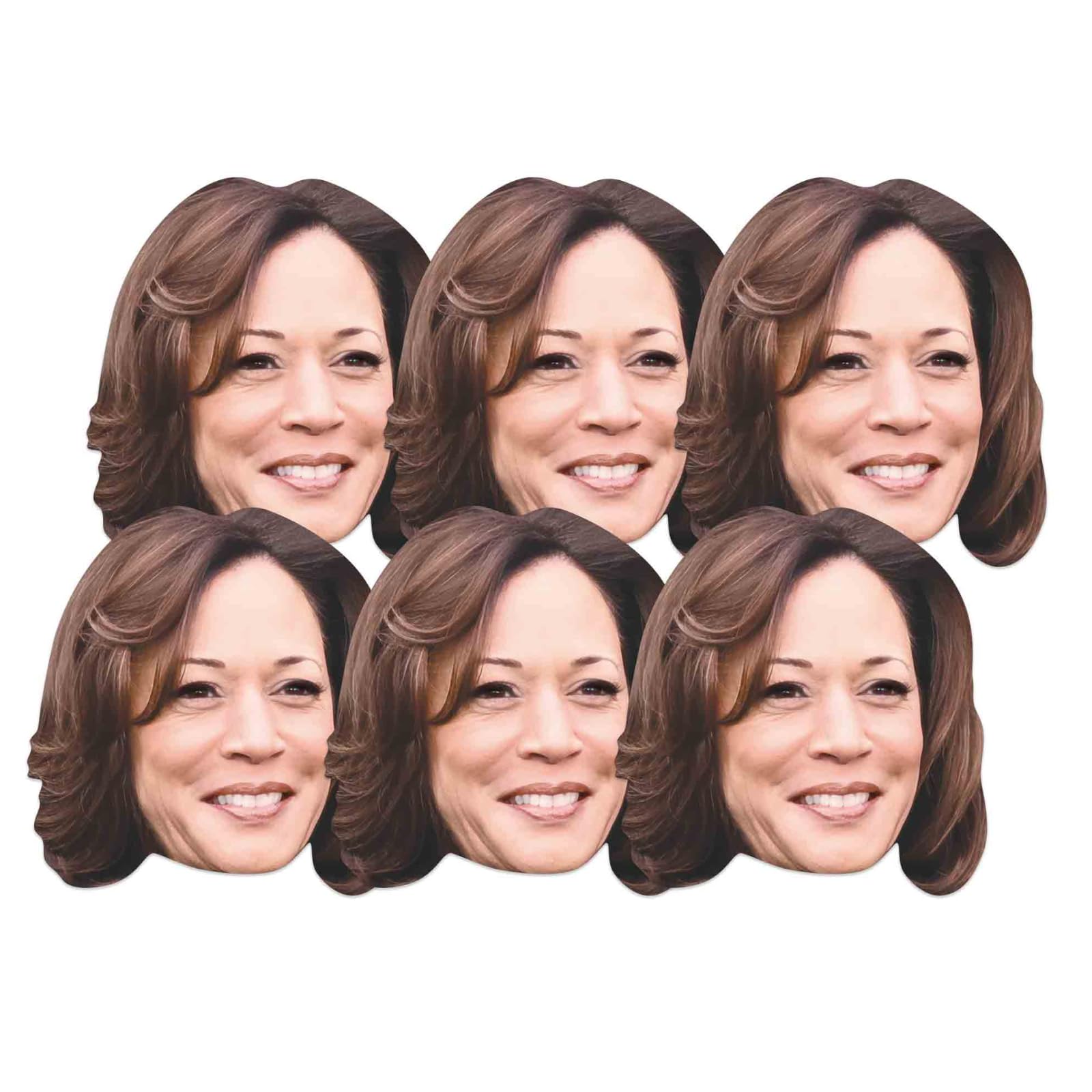 Kamala Harris 6 Pack Cardboard Masks- Single Face Mask- Party Fun and Talking Point