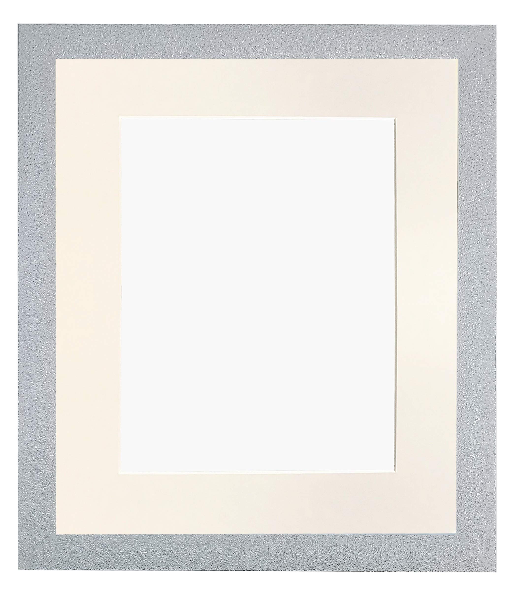 FRAMES BY POST Glitz White Picture Photo Frame with Ivory Mount 16 x 12 Image Size 12 x 10 Inch Plastic Glass