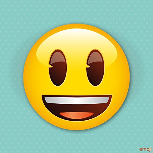 Innova Editions Smile Emoji Art, Turquoise, 40 x 40 x 2.5 cm
