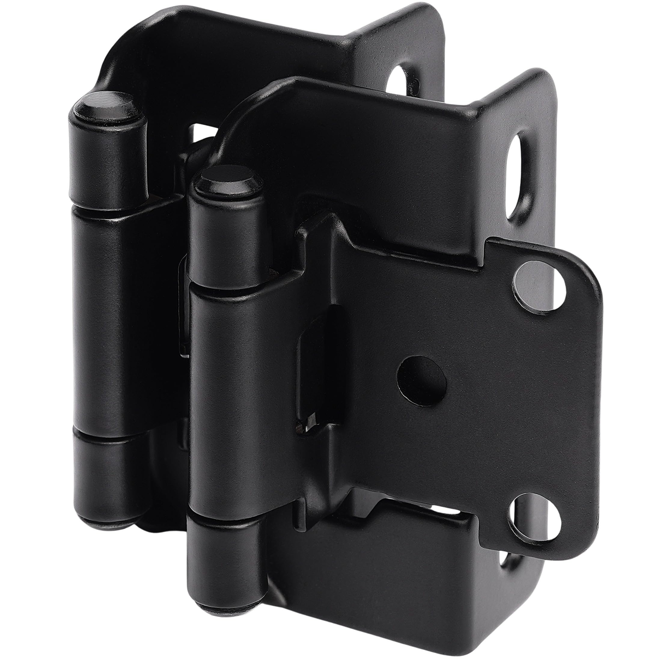 Kenon 1/2" Overlay 3/4" Frame Partial Semi Wrap Self-Closing Hinges, in Matted Black Finish.(25 Pair Pack)
