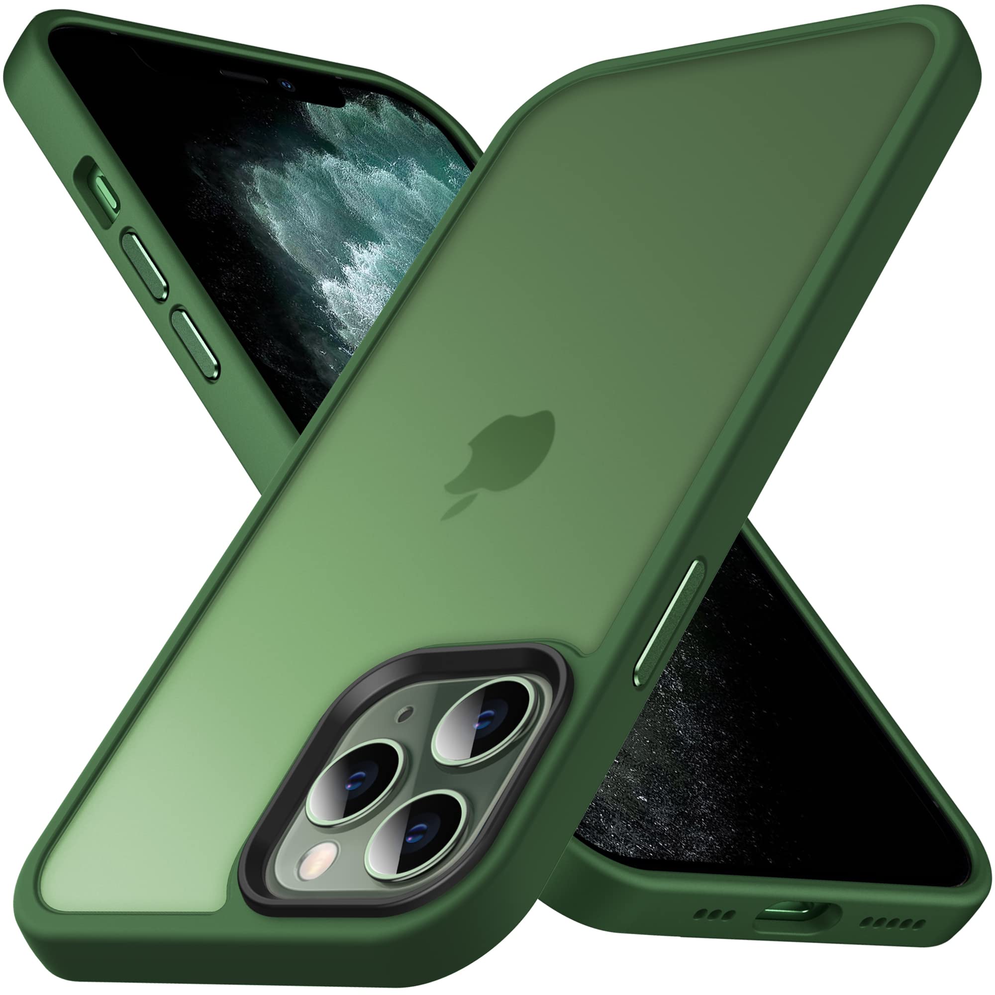 Anqrp Designed for iPhone 11 Pro Max Square Case, [Military Shockproof] Super Soft Silicone Slim Translucent Matte Protective Phone Cover, Compatible with iPhone 11 Pro Max 6.5", Green
